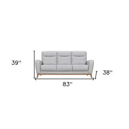 Modway Furniture 83" Gray Leather Sofa - Luxurious Comfort with Elegant Brown Legs for Stylish Living Rooms - 546406-HOMEROOTS