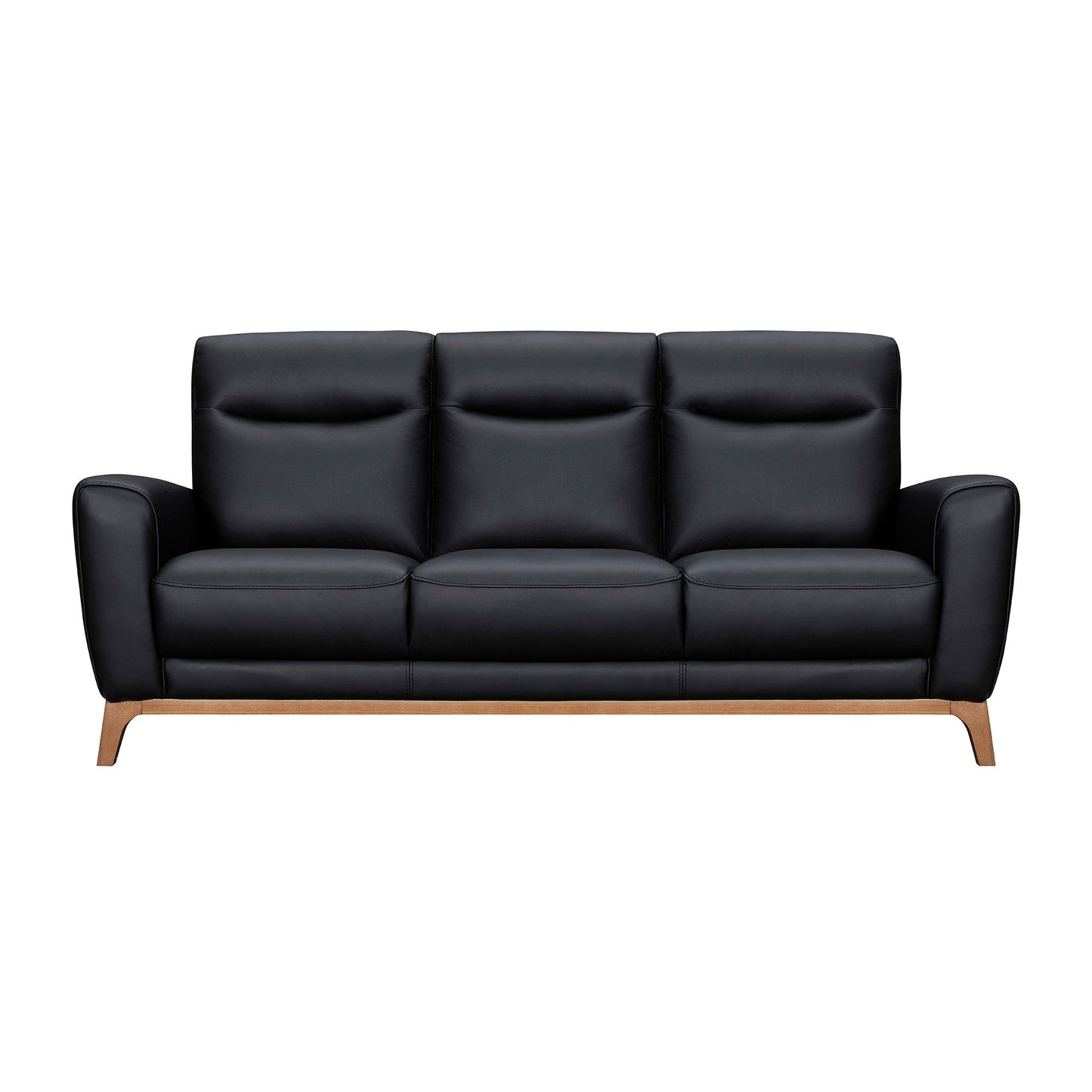 Modway Furniture 83" Luxurious Black Leather Sofa with Elegant Brown Legs - Comfort, Style, and Superior Support! - 546407-HOMEROOTS
