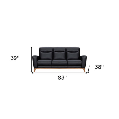 Modway Furniture 83" Luxurious Black Leather Sofa with Elegant Brown Legs - Comfort, Style, and Superior Support! - 546407-HOMEROOTS