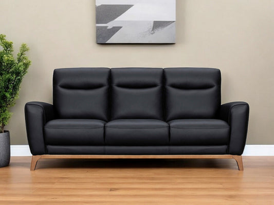 Modway Furniture 83" Luxurious Black Leather Sofa with Elegant Brown Legs - Comfort, Style, and Superior Support! - 546407-HOMEROOTS