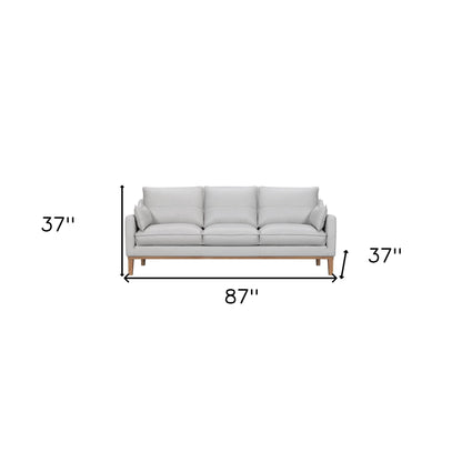 Modway Furniture 87" Gray Leather Sofa with Removable Cushions and Elegant Brown Legs for Luxurious Comfort -546408-HOMEROOTS