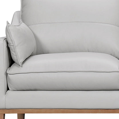 Modway Furniture 87" Gray Leather Sofa with Removable Cushions and Elegant Brown Legs for Luxurious Comfort -546408-HOMEROOTS