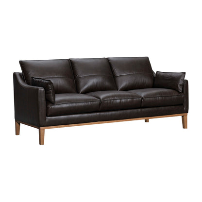 Modway Furniture 87" Dark Brown Leather Sofa with Plush Toss Pillows - Elegant Comfort and Durable Design! - 546409-HOMEROOTS