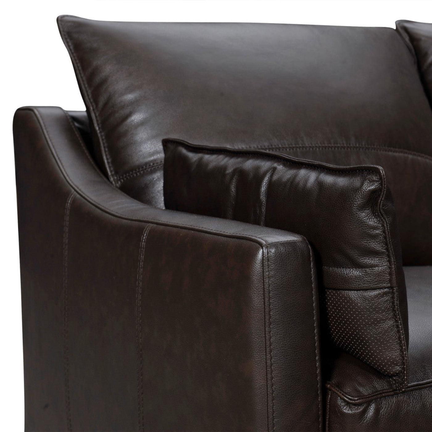Modway Furniture 87" Dark Brown Leather Sofa with Plush Toss Pillows - Elegant Comfort and Durable Design! - 546409-HOMEROOTS