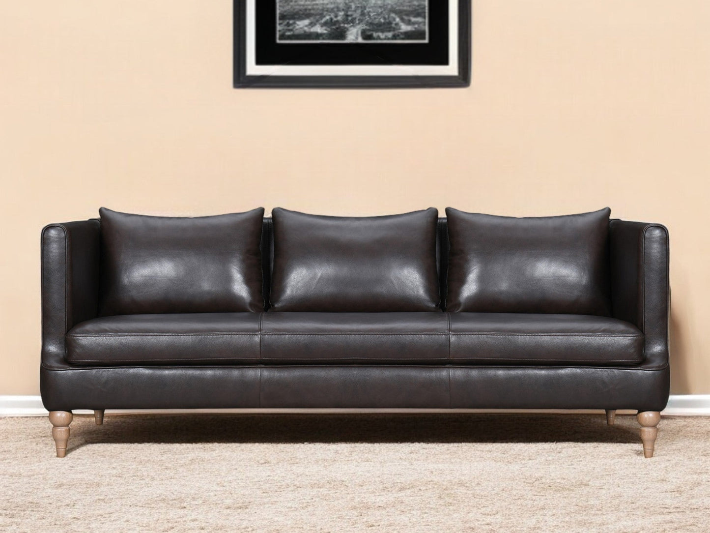Modway Furniture 85" Dark Brown Leather Sofa - Luxurious Comfort, Elegant Design, Perfect for Stylish Living Rooms! - 546412-HOMEROOTS