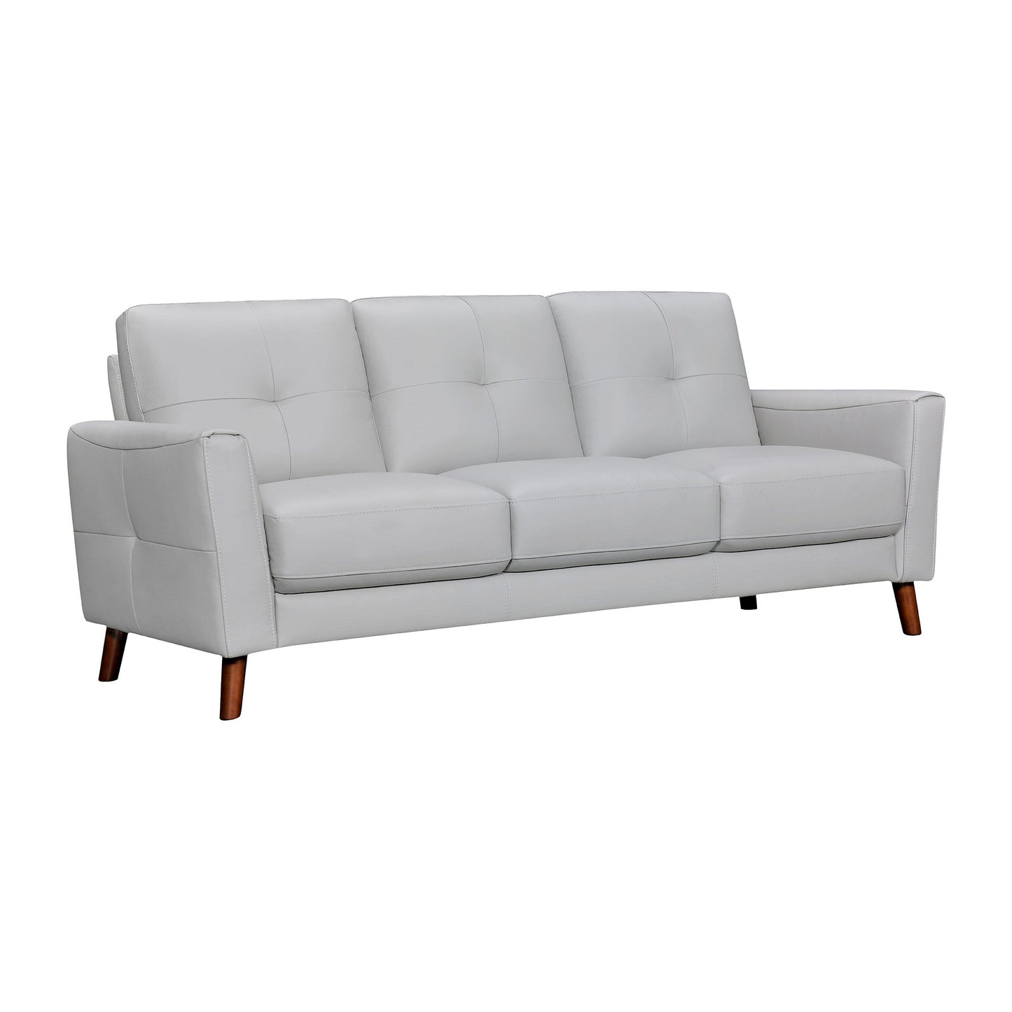 Modway Furniture 82" Luxurious Light Slate Gray Leather Sofa with Elegant Brown Legs – Stylish Comfort & Support - 546415-HOMEROOTS