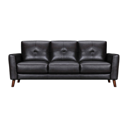 Modway Furniture 82" Black Leather Sofa with Brown Legs - Luxurious Comfort & Elegant Design for Stylish Living Spaces - 546416-HOMEROOTS