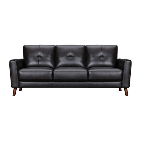 Modway Furniture 82" Black Leather Sofa with Brown Legs - Luxurious Comfort & Elegant Design for Stylish Living Spaces - 546416-HOMEROOTS