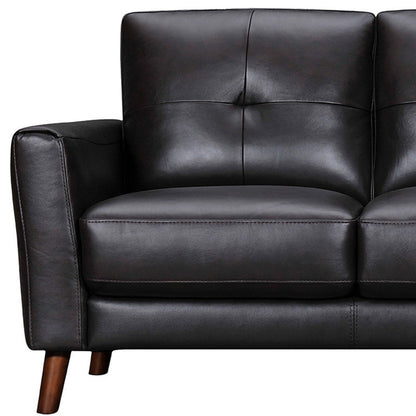 Modway Furniture 82" Black Leather Sofa with Brown Legs - Luxurious Comfort & Elegant Design for Stylish Living Spaces - 546416-HOMEROOTS