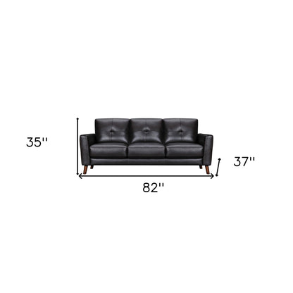 Modway Furniture 82" Black Leather Sofa with Brown Legs - Luxurious Comfort & Elegant Design for Stylish Living Spaces - 546416-HOMEROOTS
