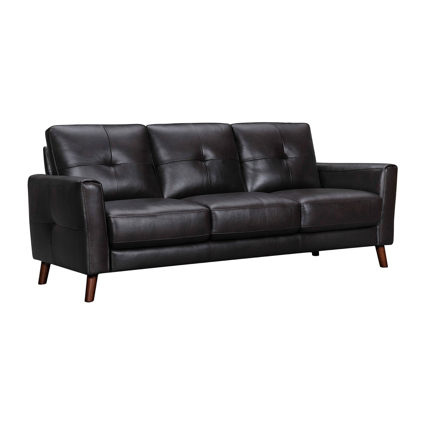 Modway Furniture 82" Black Leather Sofa with Brown Legs - Luxurious Comfort & Elegant Design for Stylish Living Spaces - 546416-HOMEROOTS