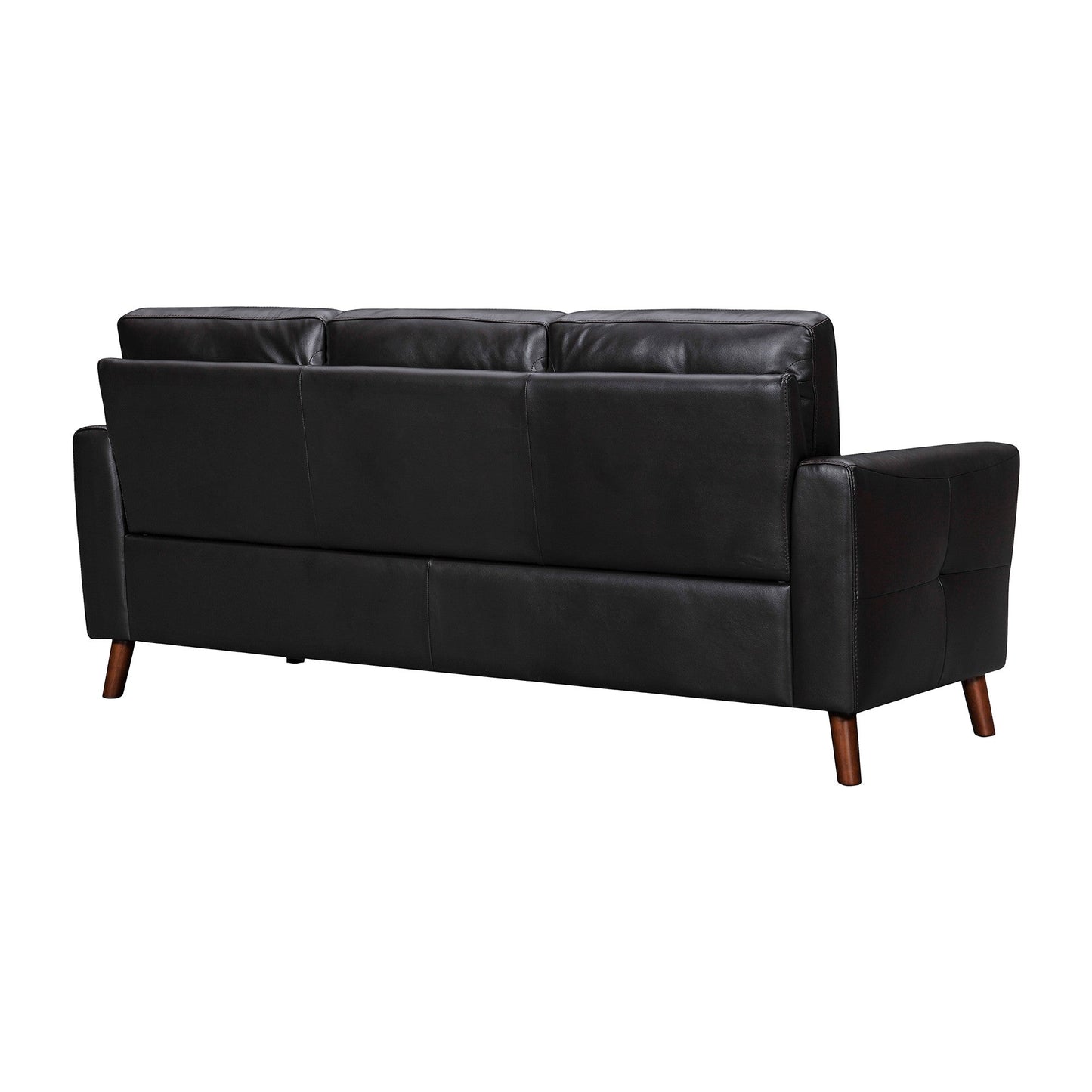 Modway Furniture 82" Black Leather Sofa with Brown Legs - Luxurious Comfort & Elegant Design for Stylish Living Spaces - 546416-HOMEROOTS