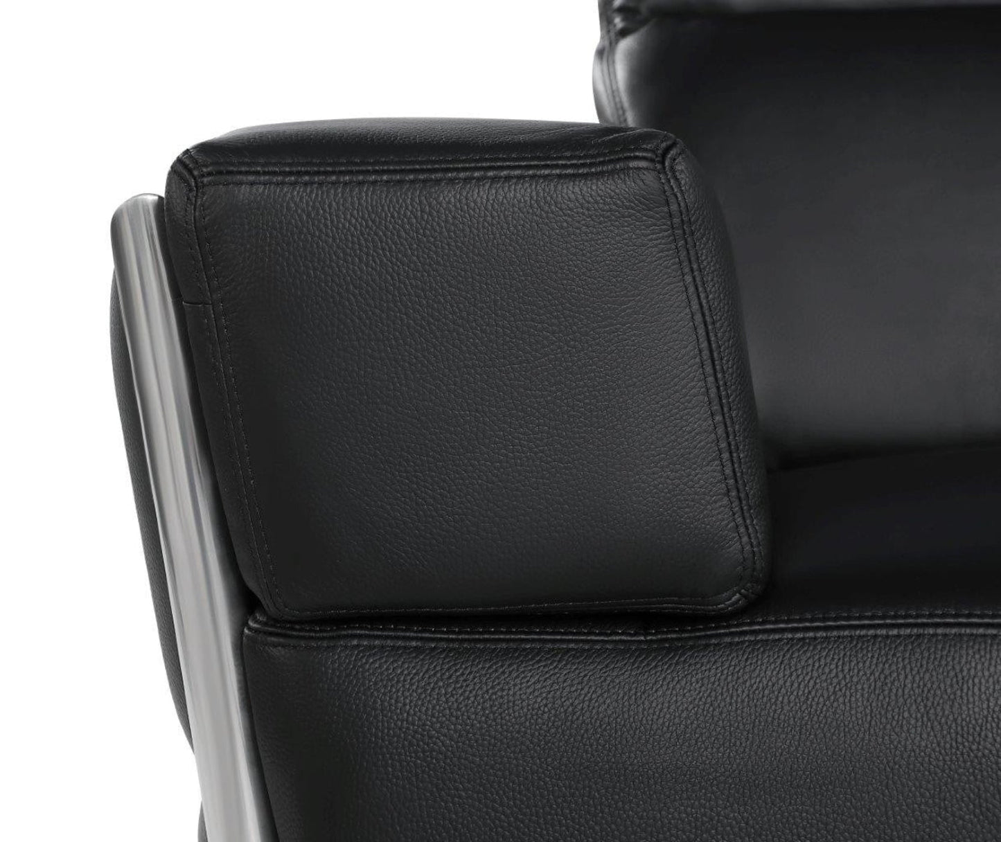 Modway Furniture 89" Black and Silver Leather Sofa - Luxurious Italian Leather, Art Deco Design, and Chic Comfort - 551593-HOMEROOTS