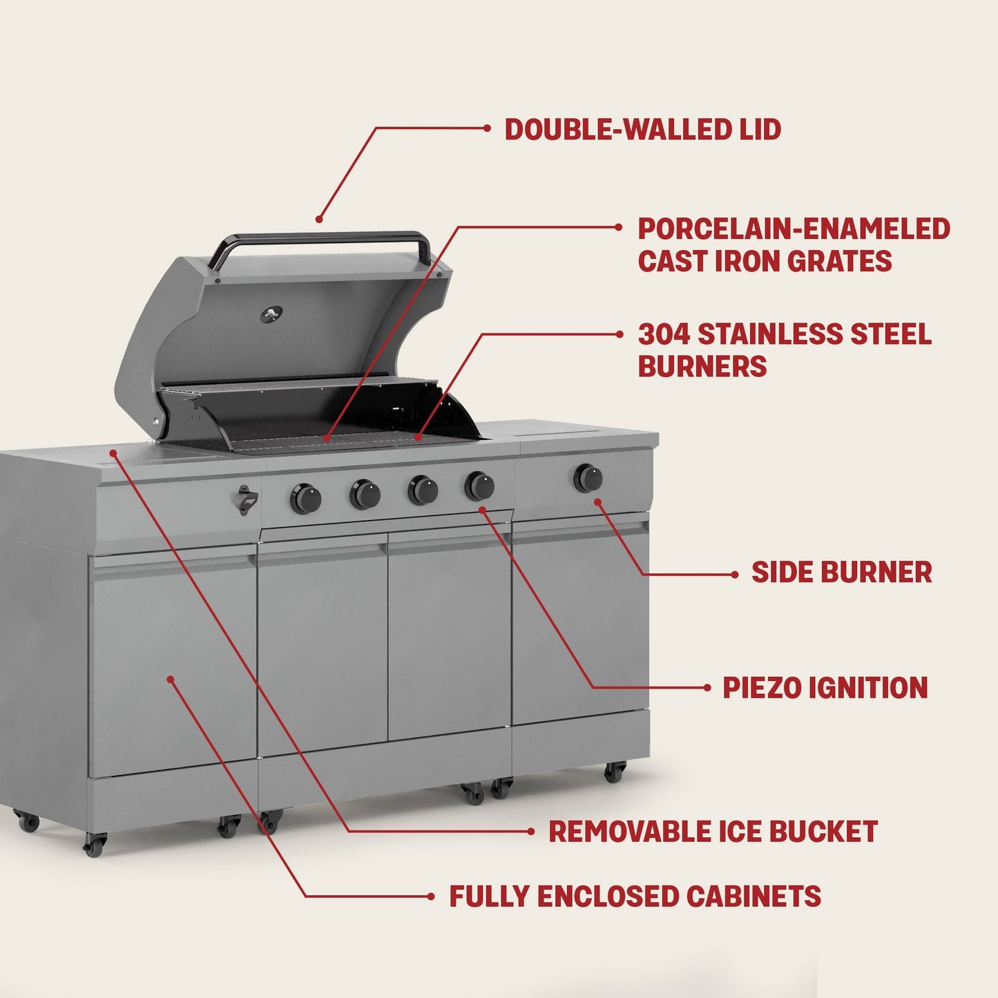 TYTUS Fresno 5-Burner LP/NG Convertible Grill in Gunmetal + Shadow Stone - TDT-021-0102