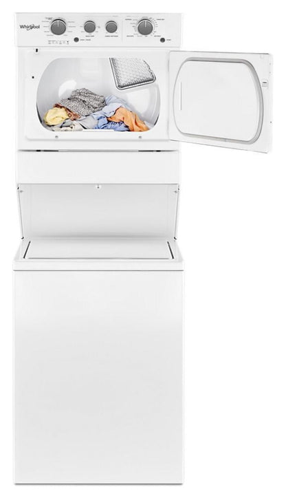 WHIRLPOOL3.5 cu.ft Long Vent Electric Stacked Laundry Center 9 Wash cycles and AutoDry - WETLV27HW-KT