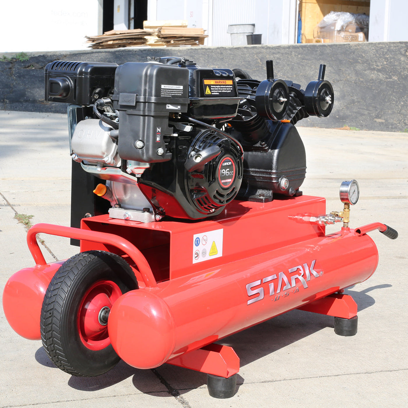 Stark USA 10 Gallons 6.5 HP Portable Gas-Powered Twin Stack Air Compressor Tank - 65152