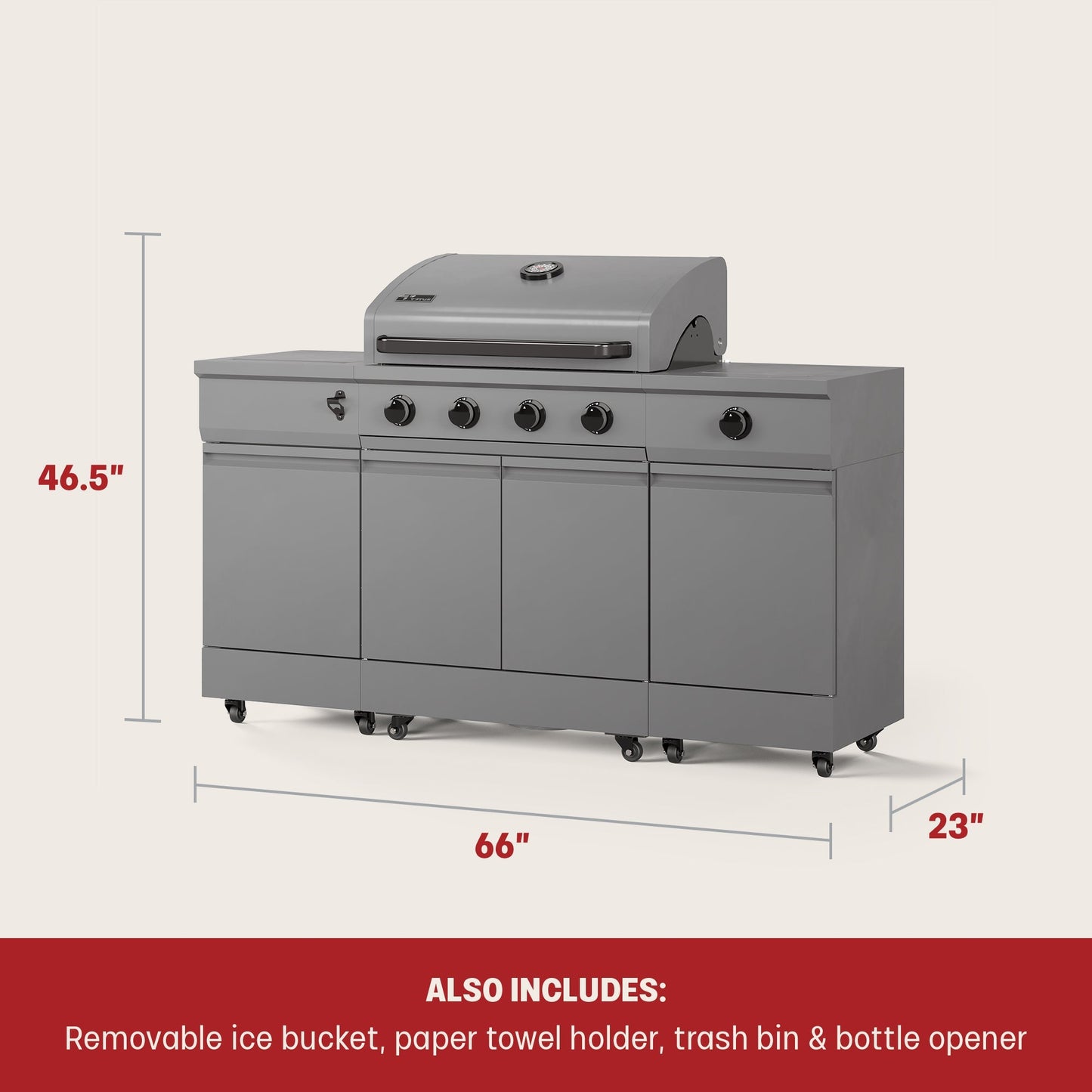 TYTUS Fresno 5-Burner LP/NG Convertible Grill in Gunmetal + Shadow Stone - TDT-021-0102