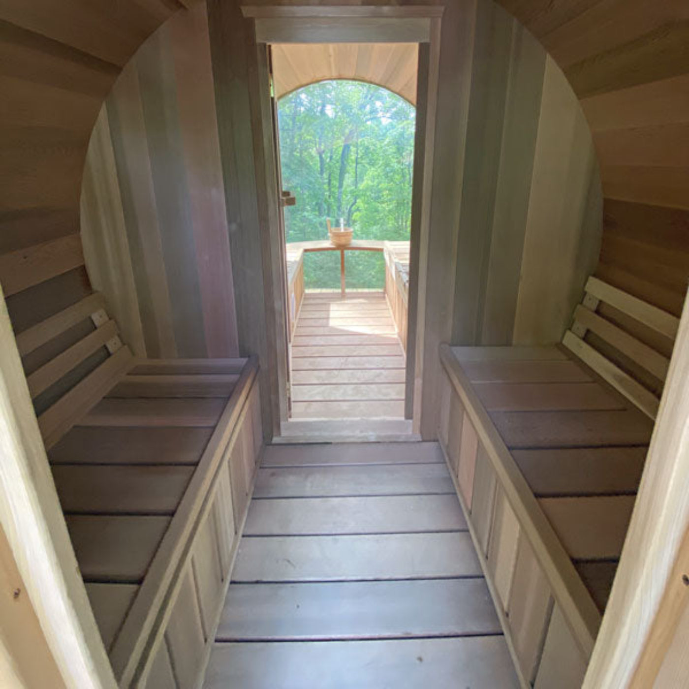 Dundalk LeisureCraft Panoramic Sauna Knotty Cedar - Wood Heated - 762PVCF