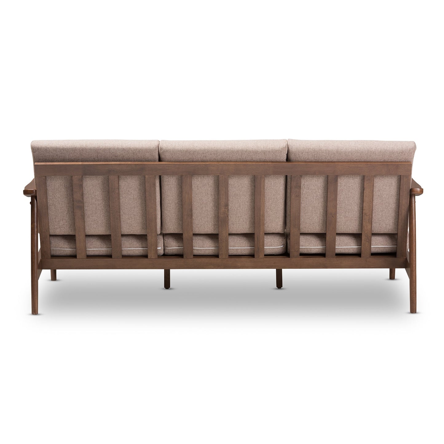 Modway Furniture Venza Stylish Mid-Century Modern 3-Seater Sofa in Light Brown Fabric & Walnut Wood Frame