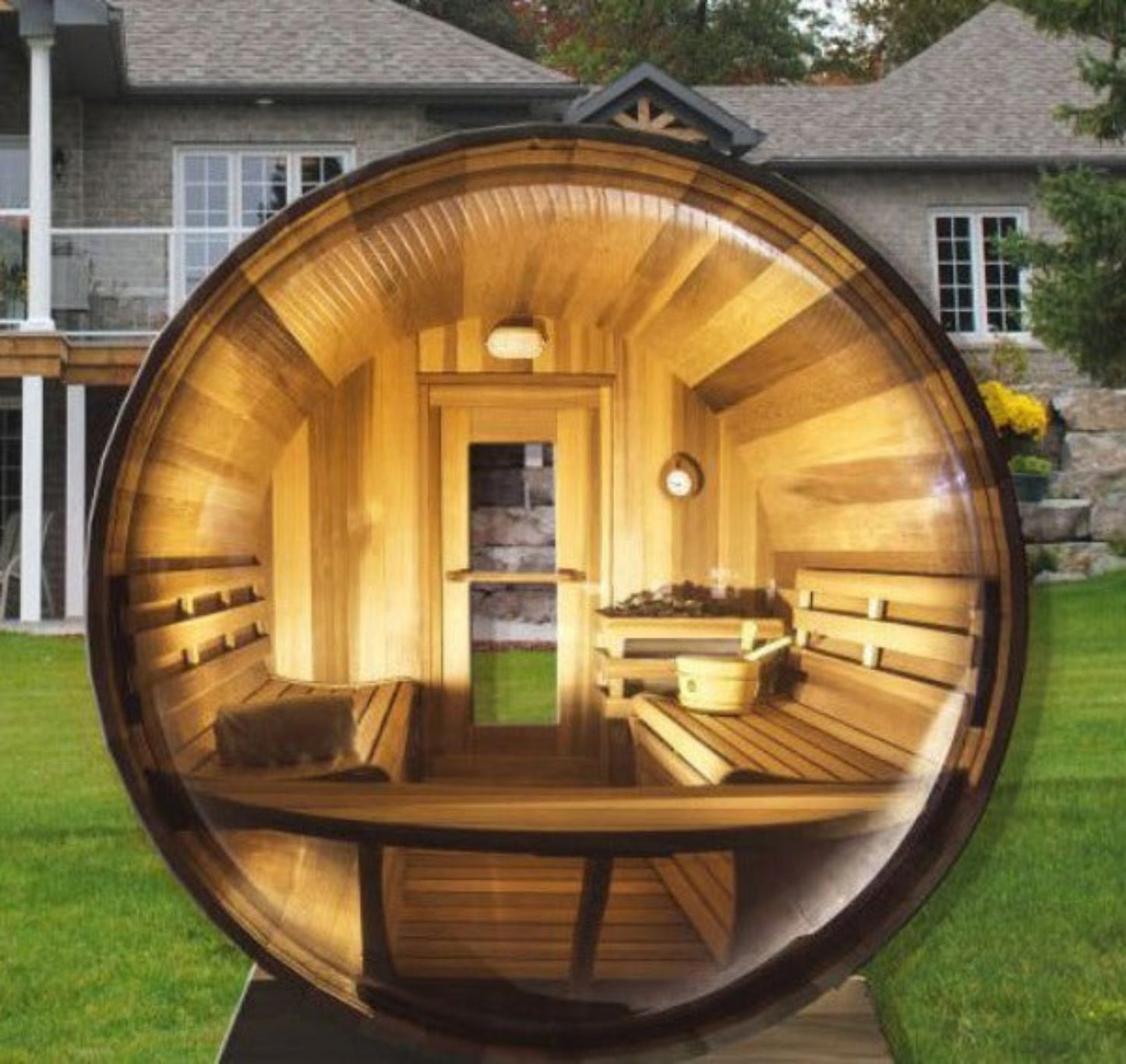 Dundalk LeisureCraft Clear Cedar Panoramic View 6 Person Barrel Sauna - 660PV