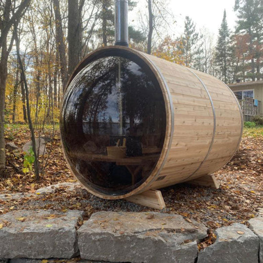 Dundalk LeisureCraft Panoramic View Knotty Cedar Barrel Sauna - DLKNOTYYCBS
