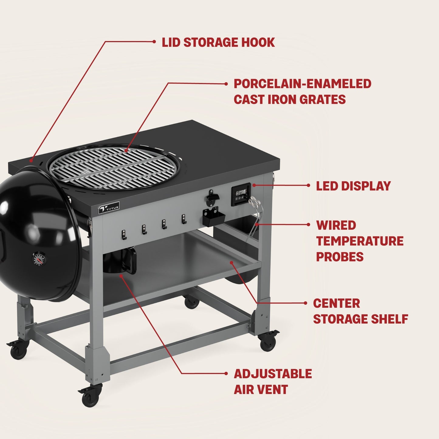 TYTUS Anaheim Charcoal Kettle with Cart - TDT-KC2-0101