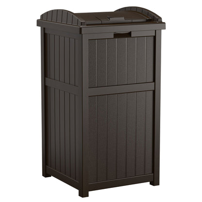 Suncast Trash Hideaway Outdoor 33 Gallon Garbage Waste Can Bin, Java (10 Pack) - 173821