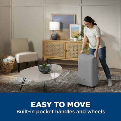 GE APPLIANCES APWD07JASG GE(R) 7,500 BTU Smart Portable Air Conditioner with Dehumidifier and Remote, Grey - APWD07JASG-KT