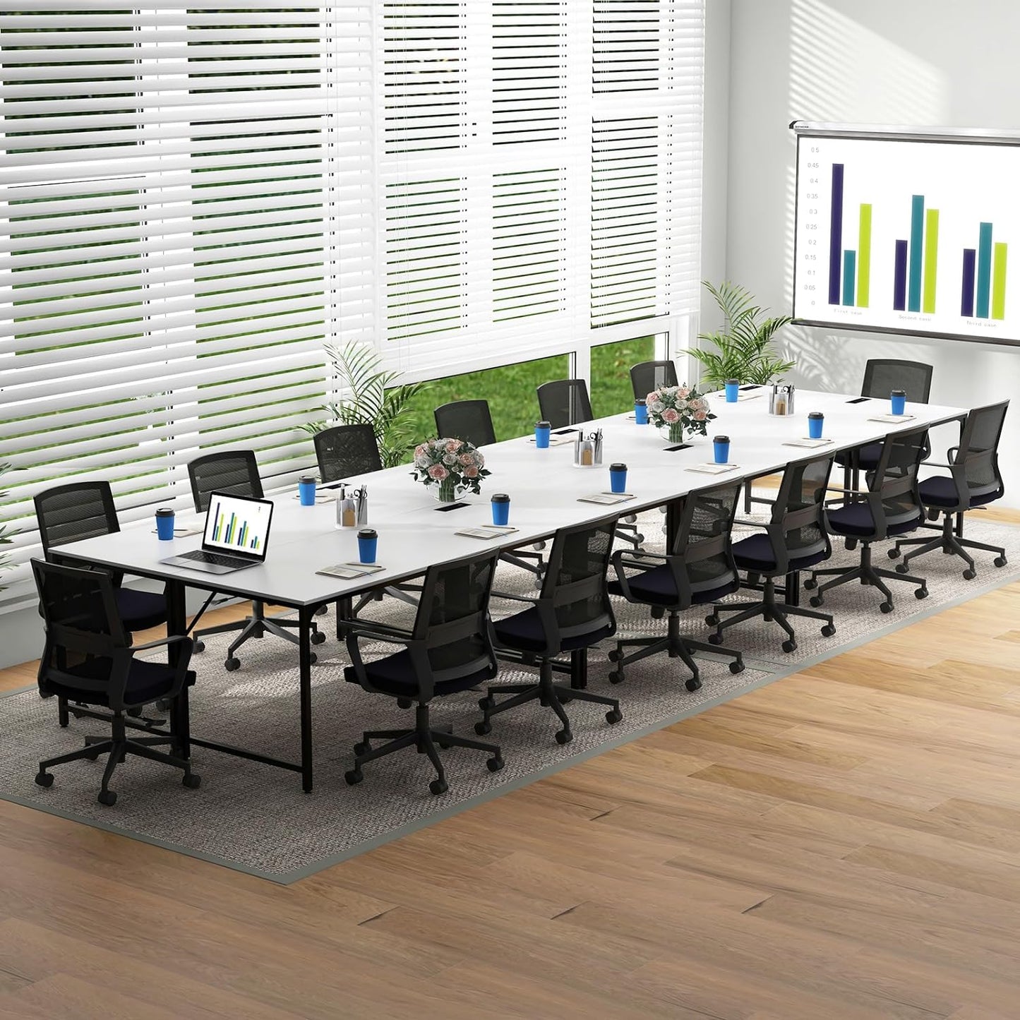 Tangkula 60” Large Computer Desk with Charging Station, Modern Simple Study Writing Desk with Storage Bag - 4*JV11154US-CF