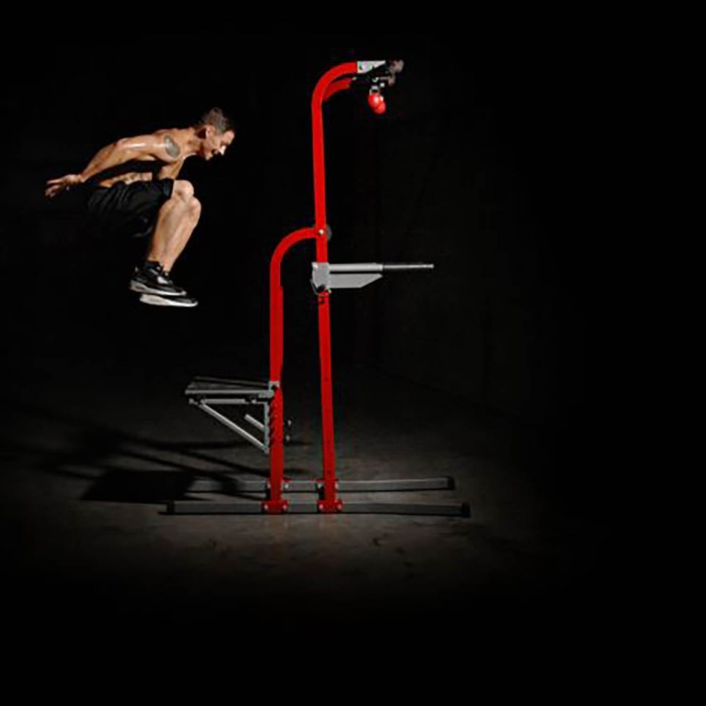 Stamina X Fortress Power Tower Home Gym Pull Up Fitness Workout Station, Red - 88791