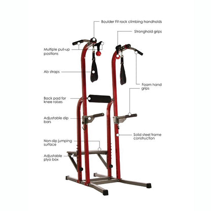 Stamina X Fortress Power Tower Home Gym Pull Up Fitness Workout Station, Red - 88791