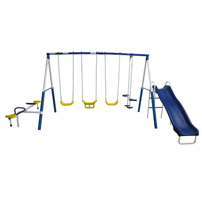 XDP Recreation Playground Galore Outdoor Swing Set with Glider, 3 Swings & Slide - 94021