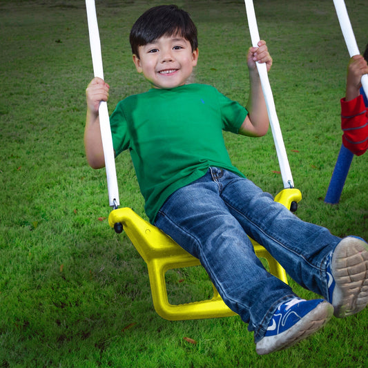 XDP Recreation Rising Sun Playground Outdoor Swing Set, Glider, SeeSaw, & Slide - 94022