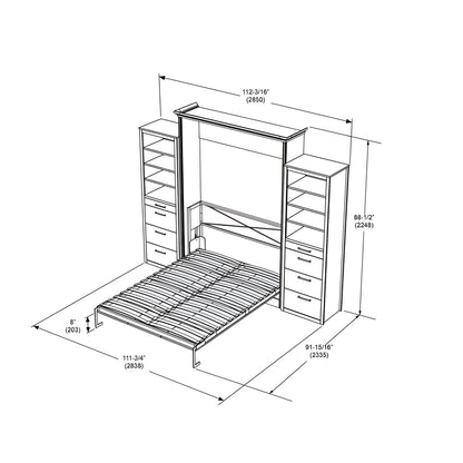 Queen Murphy Bed w/ Storage Cabinets, White by Leto Muro