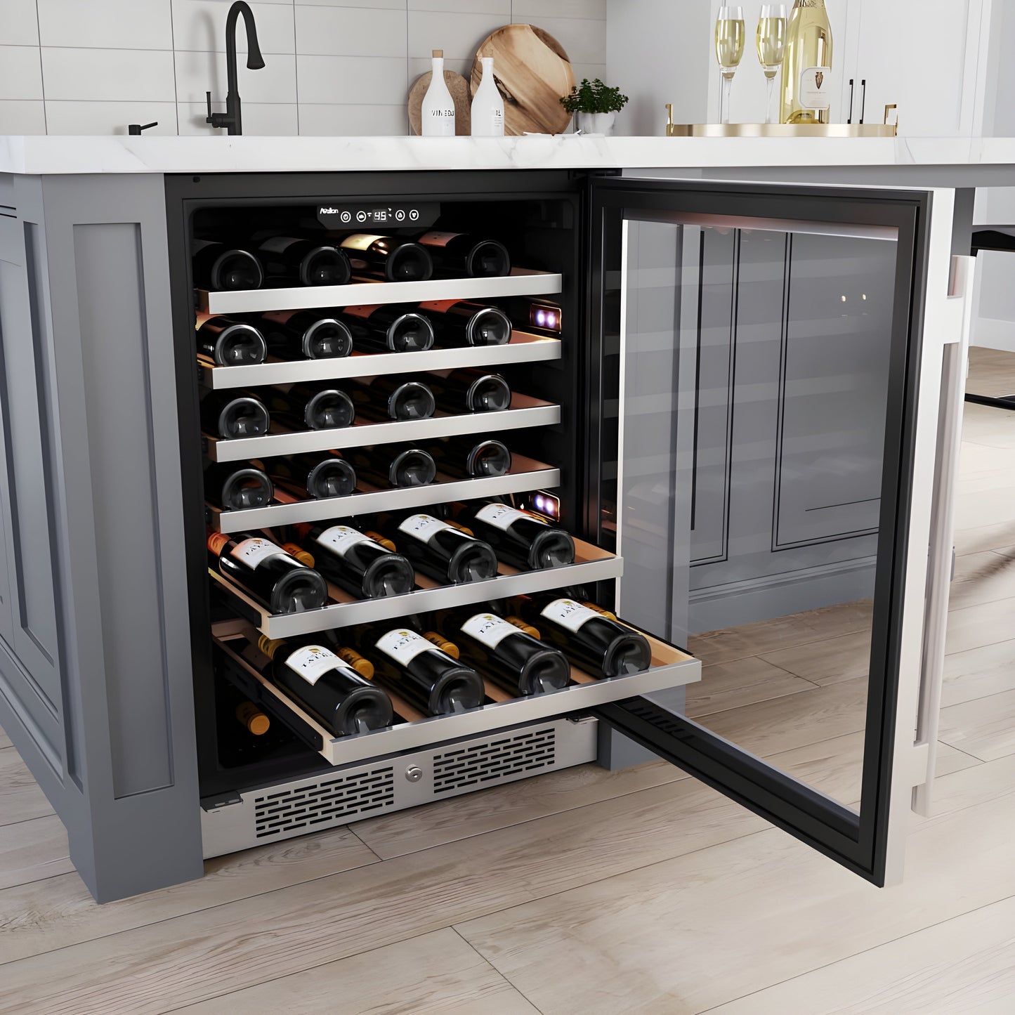 Avallon 24 Inch Wide 53 Bottle Capacity Single Zone Wine Cooler with Right Swing Door - AWC242SPRGRH