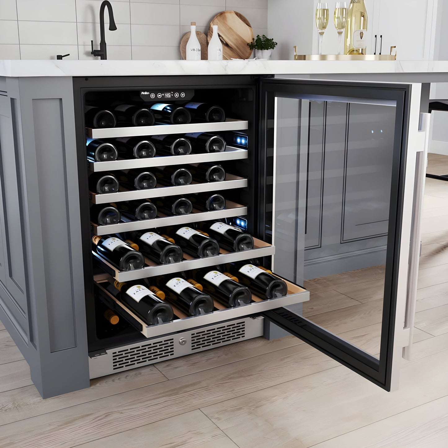 Avallon 24 Inch Wide 53 Bottle Capacity Single Zone Wine Cooler with Right Swing Door - AWC242SZRH