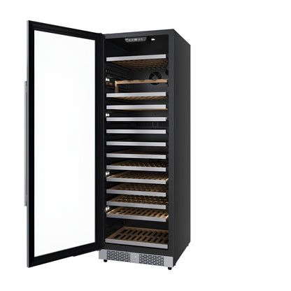 Avallon 24 Inch Wide 150 Bottle Capacity Built-In or Free Standing Wine Cooler with Wood Shelves, Child Lock, Door Alarm and Door Lock - Left Hinged - AWC243TSZLH