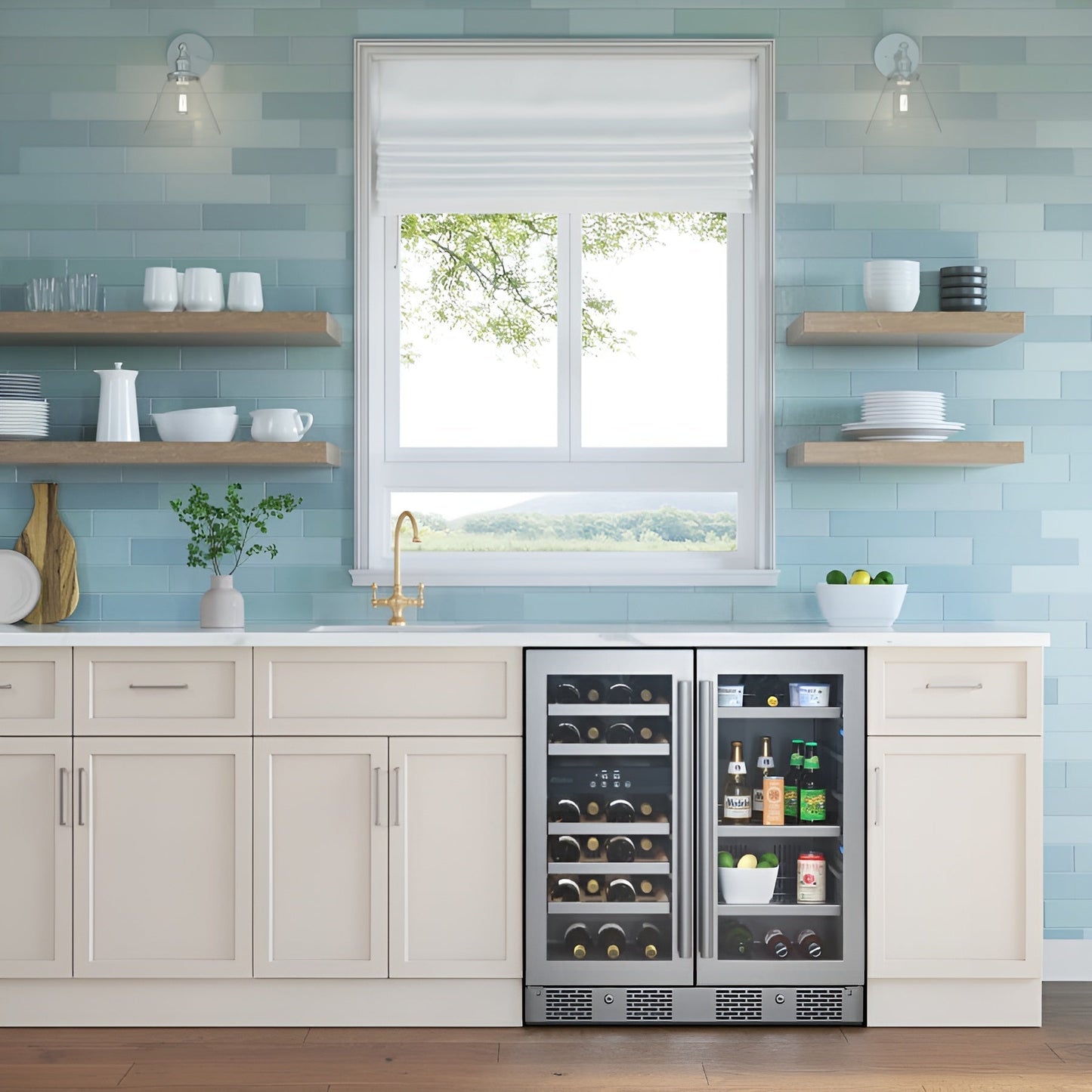 Avallon 30 Inch Wide 23 Bottle Dual Zone Wine Cooler and 86 Can Capacity Beverage Cooler with Double Pane Glass, Touch Control Panel, and Lockable Doors - AWCBV2386