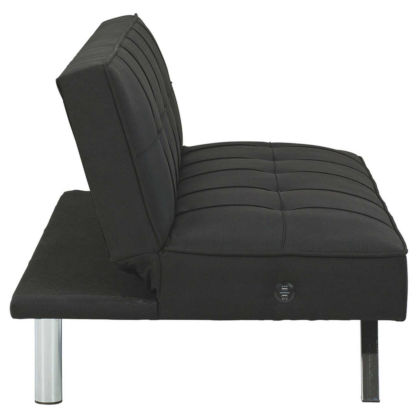 Modway Furniture 66 Inch Modern Convertible Armless Sofa, Square Tufting, Black Fabric - BM226468-BENZARA