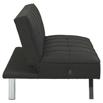 Modway Furniture 66 Inch Modern Convertible Armless Sofa, Square Tufting, Black Fabric - BM226468-BENZARA