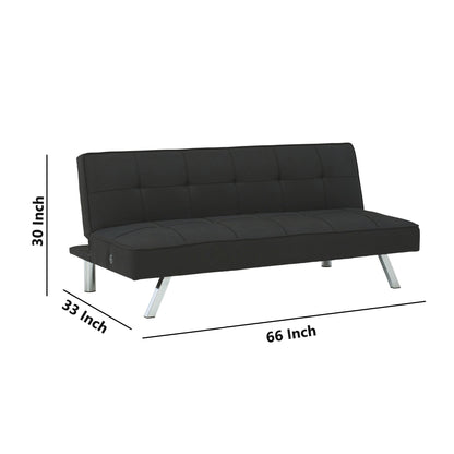 Modway Furniture 66 Inch Modern Convertible Armless Sofa, Square Tufting, Black Fabric - BM226468-BENZARA