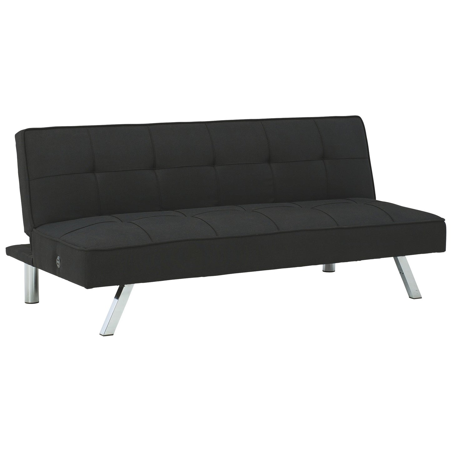 Modway Furniture 66 Inch Modern Convertible Armless Sofa, Square Tufting, Black Fabric - BM226468-BENZARA