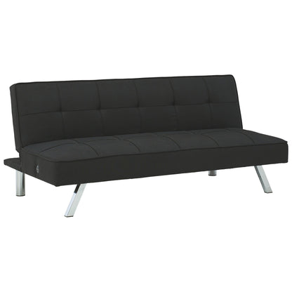 Modway Furniture 66 Inch Modern Convertible Armless Sofa, Square Tufting, Black Fabric - BM226468-BENZARA