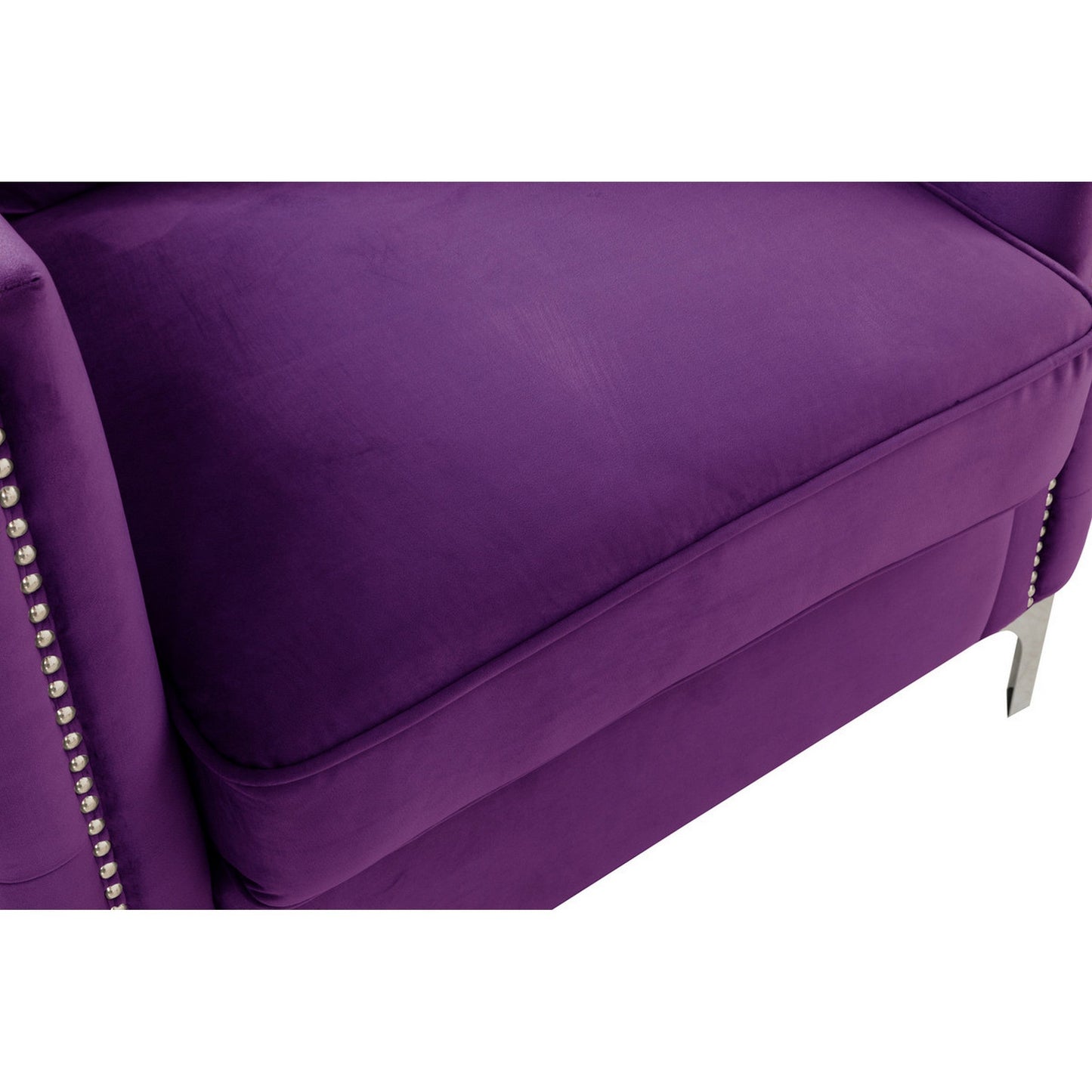 Modway Furniture Zion 73 Inch Modern Sofa, Button Tufted Purple Velvet with Nailhead Trim