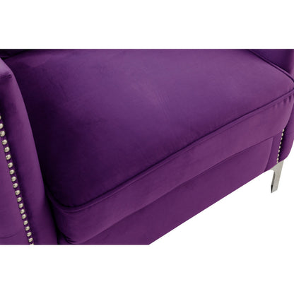 Modway Furniture Zion 73 Inch Modern Sofa, Button Tufted Purple Velvet with Nailhead Trim