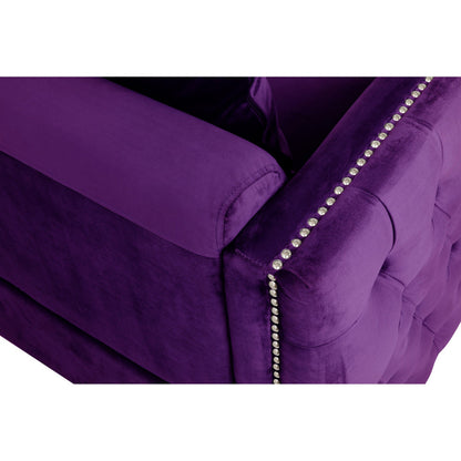 Modway Furniture Zion 73 Inch Modern Sofa, Button Tufted Purple Velvet with Nailhead Trim