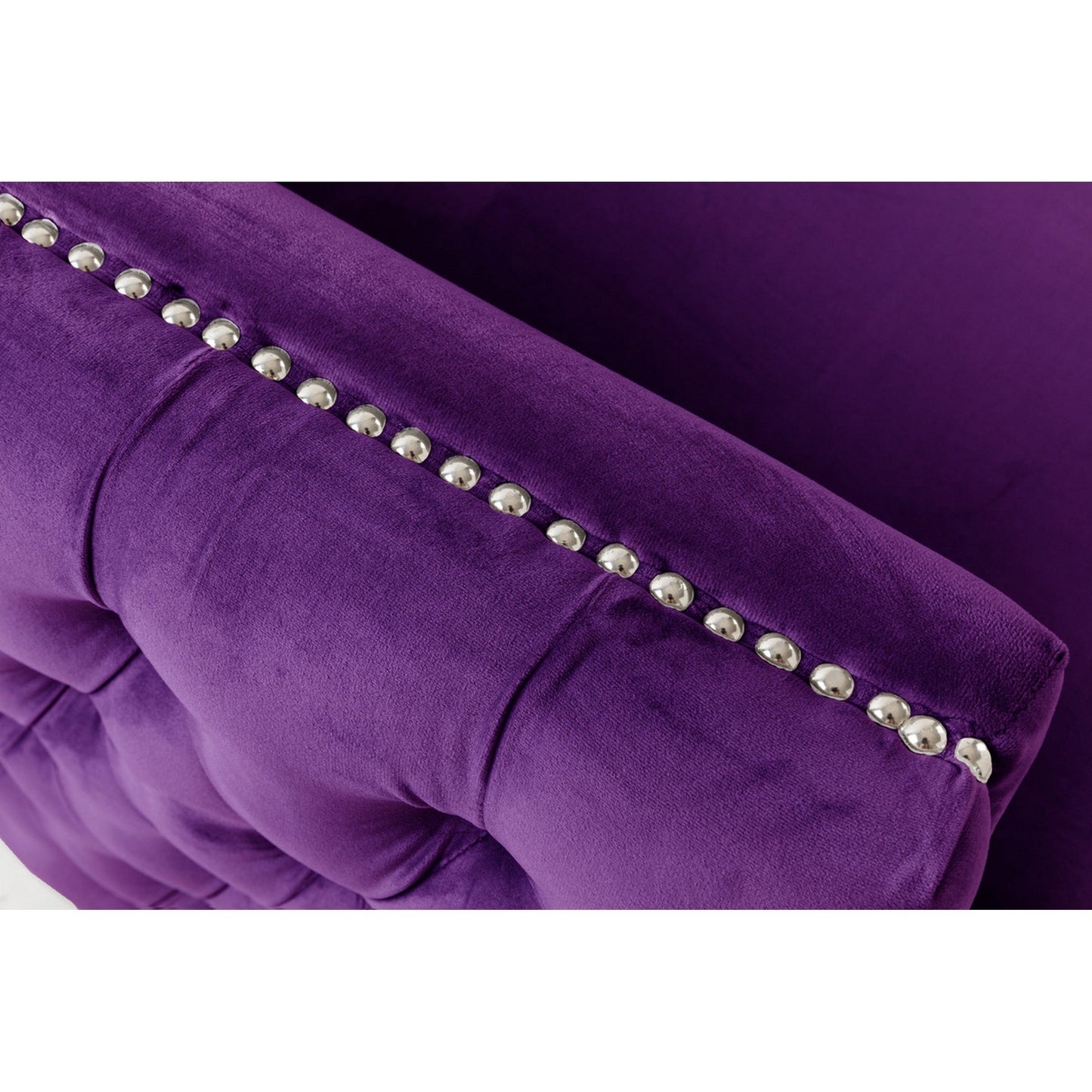 Modway Furniture Zion 73 Inch Modern Sofa, Button Tufted Purple Velvet with Nailhead Trim