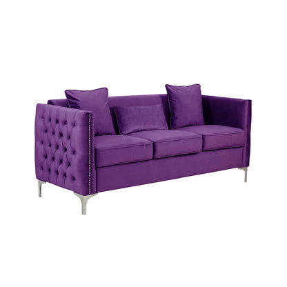 Modway Furniture Zion 73 Inch Modern Sofa, Button Tufted Purple Velvet with Nailhead Trim
