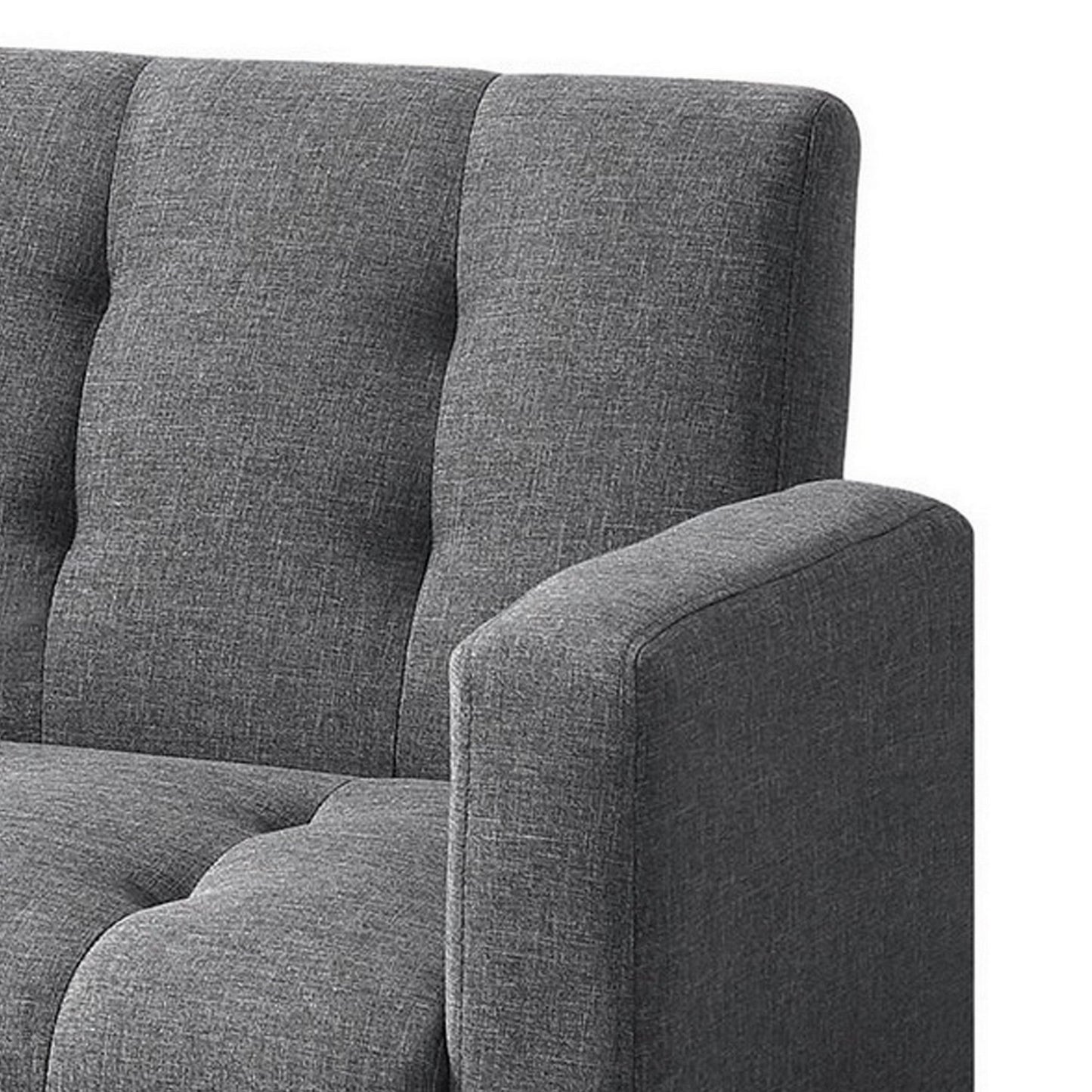 Modway Furniture 74 Inch Sofa Bed, Tufted Gray Linen Like Fabric, Track Arms, Hardwood Frame - BM294848-BENZARA
