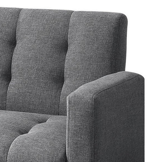 Modway Furniture 74 Inch Sofa Bed, Tufted Gray Linen Like Fabric, Track Arms, Hardwood Frame - BM294848-BENZARA
